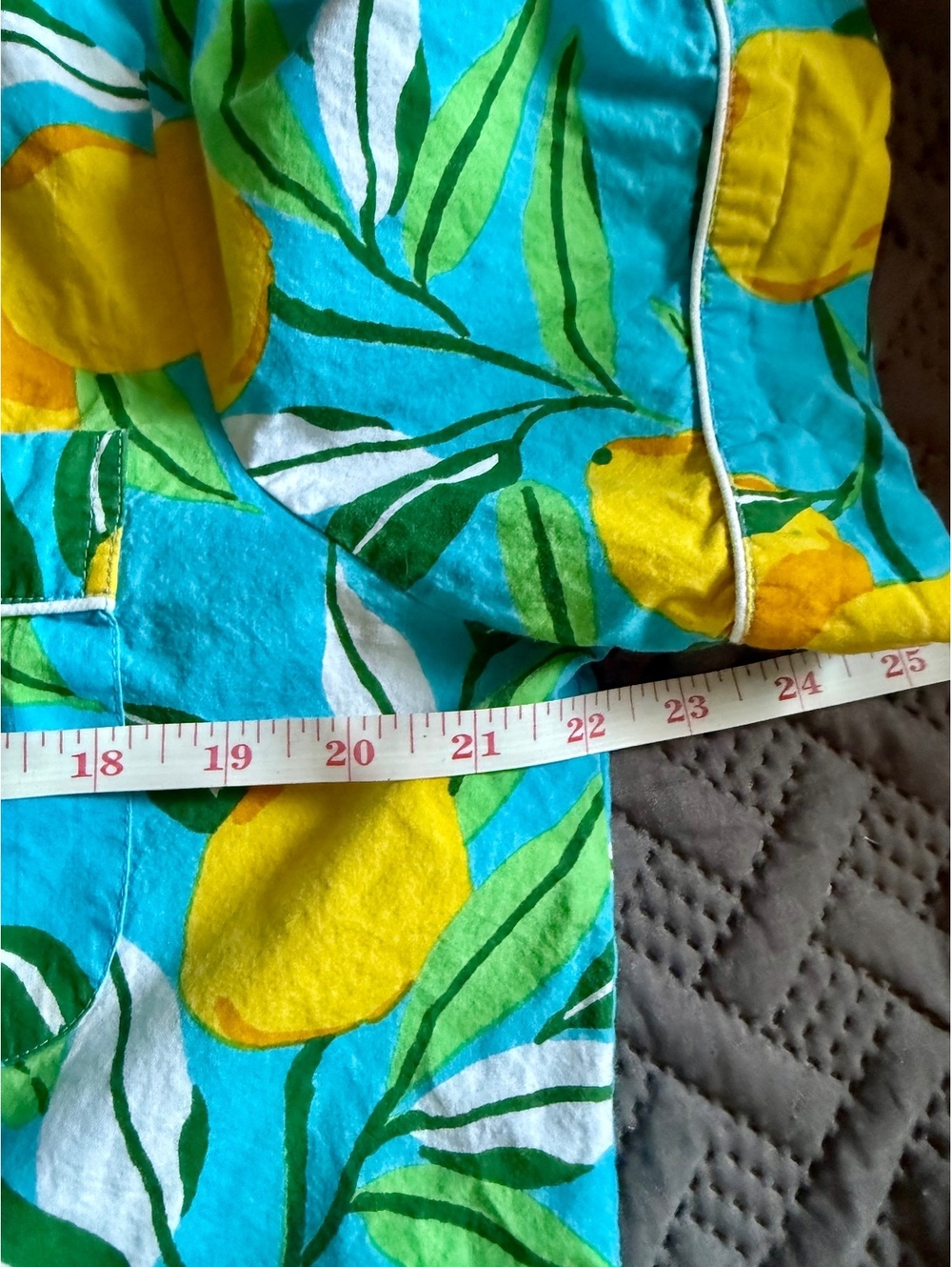 Printfresh Lemon Print Short Pajama Set Blue Yellow Cotton PJs Size S - Picture 5 of 9